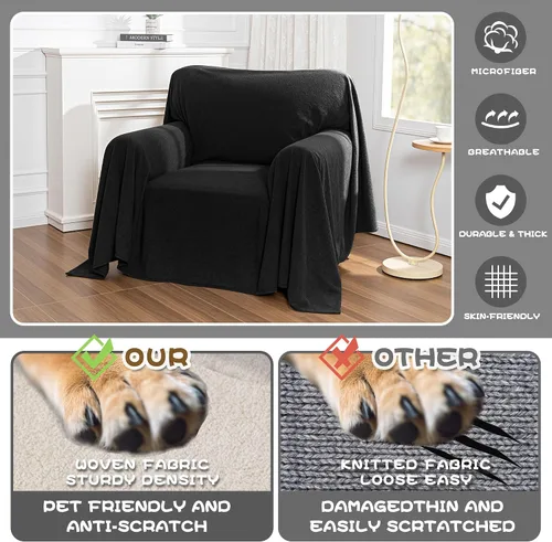 Miniatura 2 de MYSKY HOME Fundas negras para sofá reclinable, funda de sofá modular antideslizante para perro, fundas de sofá para sofá, protector de sofá