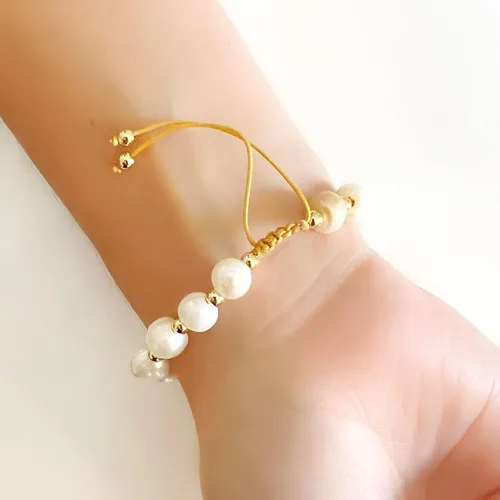 Miniatura 6 de LESLIE BOULES Pulsera de amor escapular de oro blanco para mujer cuentas de perlas barrocas Barroco Sin gemas
