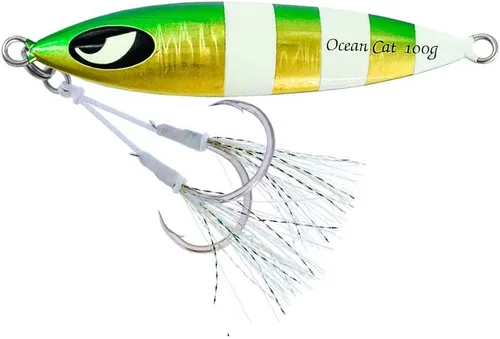 Miniatura 21 de OCEAN CAT 1 PC Señuelos de Pesca de Pitch de Caída Lenta Hundimiento Plomo Metal Jigs Planos Cebos de Jigging con Anzuelo para Pesca en Agua Salada