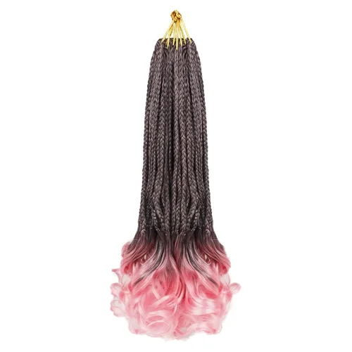 Miniatura 9 de Rizos franceses de cabello de ganchillo para mujeres negras, 14 pulgadas, paquete de 8 unidades, de color marrón degradado a rubio, suave