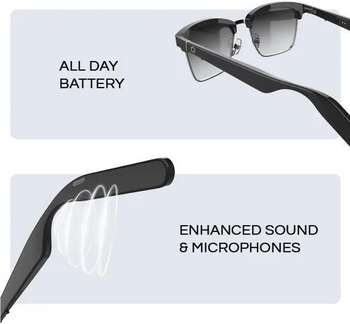 Miniatura 9 de Lucyd Gafas de sol UV Bluetooth para hombre con micrófono con cancelación de ruido, compatibles con asistente de voz Siri y Alexa, conducción