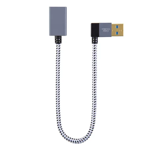 Miniatura 6 de CableCreation Cable de extensión USB 3.0 corto de 1 pie, cable extensor USB macho a hembra en ángulo izquierdo, USB 3.0 de 90 grados para VR