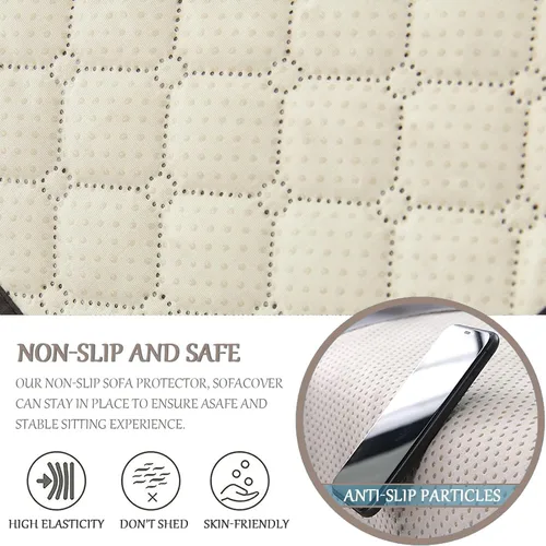 Miniatura 5 de Funda para Reposabrazos de Sofá, Funda para Reposacabezas de Silla Reclinable, Funda de Sillón con Bolsillos, Protector de Muebles Acolchado Beige