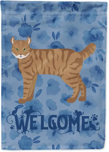 Miniatura 322 de Caroline's Treasures CK4813CHF - Bandera de bienvenida con gato abisinio azul, manga grande, para porche, para colgar en la pared, poliéster