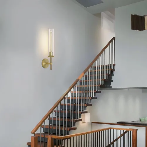 Miniatura 8 de Apliques de pared modernos de latón, apliques de tubo de vidrio, accesorios de luz dorados para tocador de baño, apliques de pared interiores