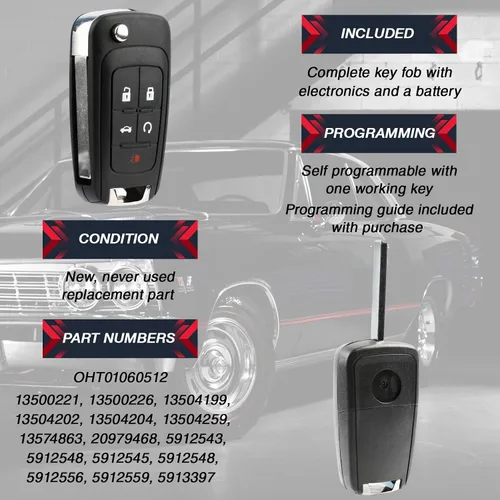 Miniatura 4 de Llavero compatible con Buick Allure Encore Lacrosse Regal Verano/Chevy Camaro Cruze Equinox Impala Malibu Sonic/GMC Terrain Entrada sin llave remota