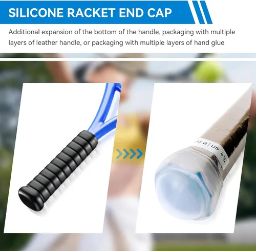 Miniatura 2 de Cubierta de extremo de raqueta de tenis, tapa de extremo de mango de raqueta de tenis, cubiertas traseras de silicona, accesorios deportivos