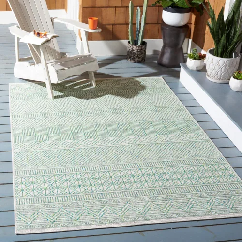 Miniatura 36 de SAFAVIEH Alfombra lavable para exteriores, colección Courtyard de 2.3 x 16 pies, color negro y gris, no desprende pelusa y de fácil limpieza, ideal