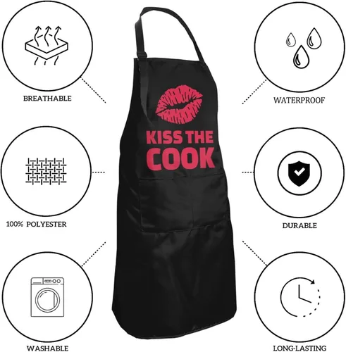 Miniatura 5 de Delantal ajustable con babero para hombres y mujeres, chef, cocina, barbacoa, parrilla