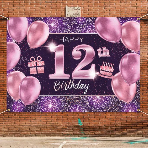Miniatura 6 de pancarta grande rosa con texto en inglés “Happy Birthday