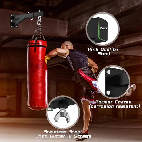 Miniatura 3 de Eapele Soporte para bolsa pesada, soporte de pared ajustable para saco de boxeo y entrenamiento de Muay Thai, resistente 500 libras para bolsa