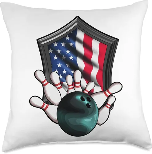 Miniatura 4 de Bowling Club Bowler Bowling Ball Skittles Holiday USA Flag America Pin - Cojín de bolos, 16 x 16 pulgadas, multicolor