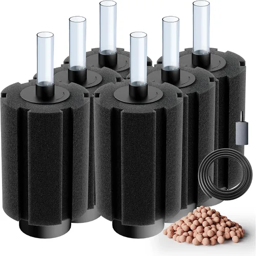 Miniatura 9 de Filtro de esponja grande para acuario de 80 a 90 galones con piedra de aire y medios de cerámica bio, filtro de esponja silencioso para alevines