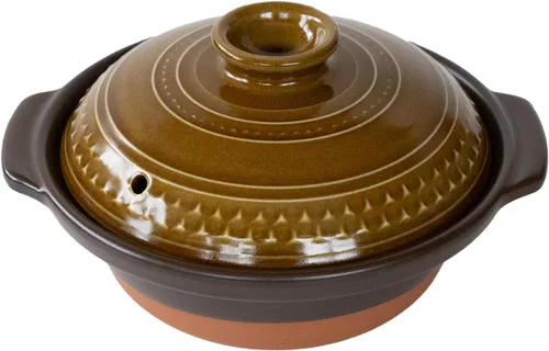 Miniatura 14 de Banko Ware 32781 Clear AKARI Earthenware Pot No. 8 for 2-3 People, M, 59.1 fl oz (1,500 ml), Microwave Oven, Direct Fire, Brown, Made in Japan