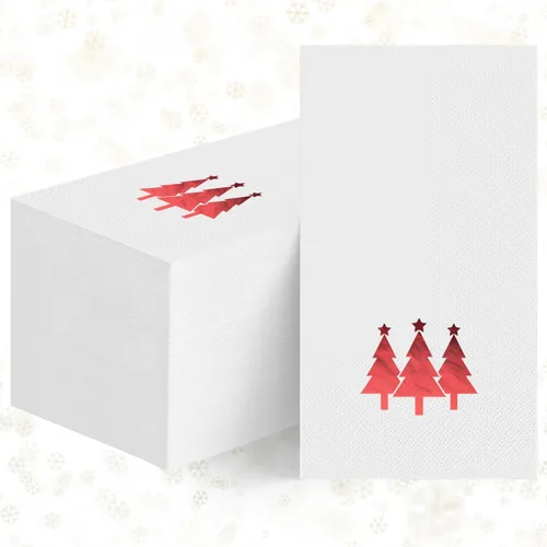 Miniatura 14 de Horaldaily 100 servilletas decorativas desechables de papel de Navidad para invitados, toalla de mano con árboles de Navidad en lámina dorada