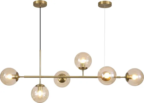 Miniatura 13 de KCO Lámpara colgante moderna de cristal de leche plateado de 6 luces, accesorio de lámpara colgante, candelabro, candelabro de níquel cepillado