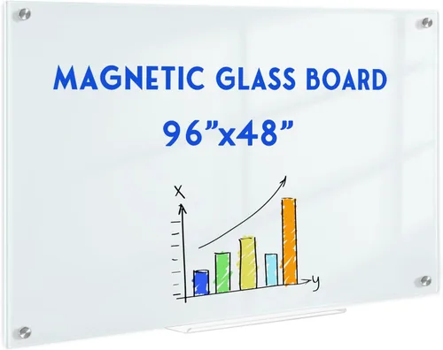Miniatura 26 de Pizarra blanca magnética de vidrio para pared, pizarra de borrado en seco de vidrio de 16 x 12 pulgadas, pizarra blanca grande sin marco
