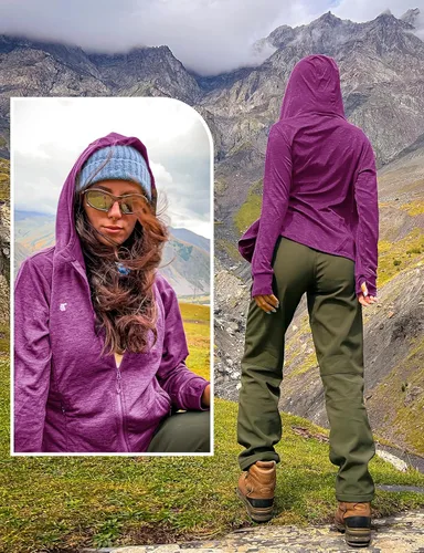 Miniatura 65 de TBMPOY Chaquetas con capucha y protección solar UPF 50+ para mujer, ligeras, de manga larga, para senderismo, exteriores, con cremallera completa