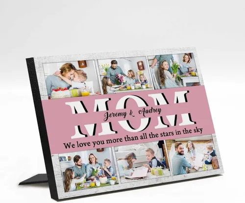 Miniatura 6 de InterestPrint Panel de fotos personalizado para mamá y nombre para exhibición de mesa Love You Mom You're the Best 3 Fotos Marco de fotos
