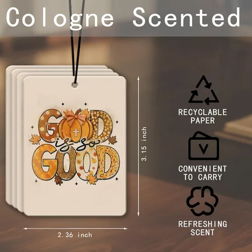 Miniatura 2 de Ambientador cristiano de otoño para automóvil, 4 piezas, cita religiosa acogedora perfumada, decoración colgante para mujeres y hombres, vehículos