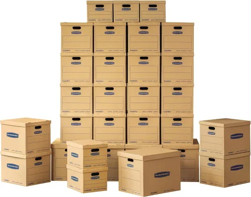 Miniatura 10 de Bankers Box Kit de 12 cajas de mudanza clásicas, asas reforzadas, ensamble sin cintas, caja con tapa, 8 pequeñas y 4 medianas (7716401)