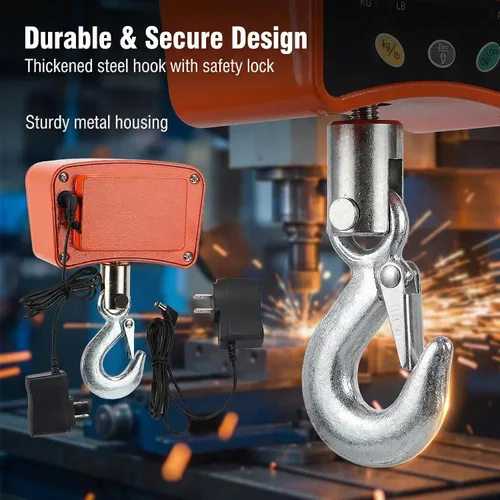 Miniatura 4 de Báscula colgante digital para grúa industrial con sensor de precisión adecuada para pesaje de granja (500 kg/1100 lb)