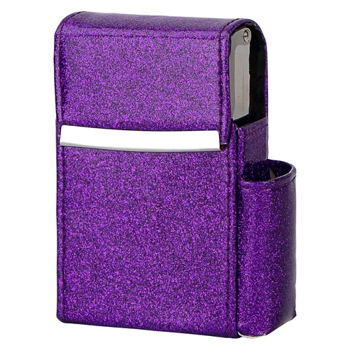 Miniatura 11 de Caja de cigarrillos deslizante de piel sintética con soporte para encendedor y trabilla para cinturón para hombres y mujeres, unisex