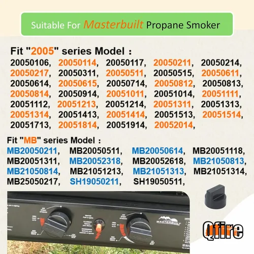 Miniatura 5 de Qfire 911060014 - Pomo de control compatible con Masterbuilt 20051311 gs30d 2 puertas ahumador de gas propano
