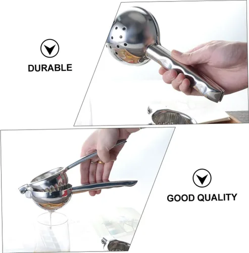 Miniatura 9 de Exprimidor manual de limón de acero inoxidable, exprimidor de frutas de mano para uso en cocina, material grueso resistente, fácil de apretar