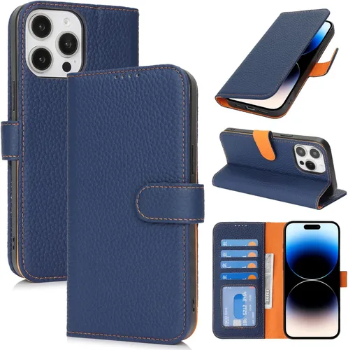 Miniatura 189 de Zouzt Funda para iPhone 11 de 6.1 pulgadas de piel auténtica con 4 ranuras para tarjetas, tarjetero con bloqueo RFID, tapa magnética, función atril