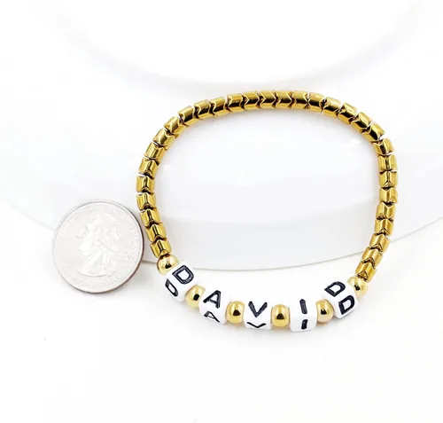 Miniatura 5 de Personalized Custom Name Initial Letters Hematite Beads Bracelets for Women Men Best Friend Y1533