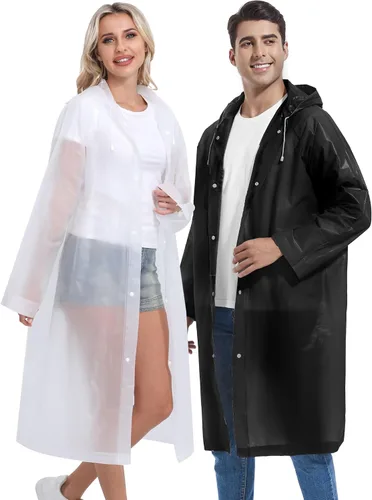 Miniatura 155 de 2 abrigos de lluvia de Borogo para adultos, chaquetas de lluvia reutilizables para hombres y mujeres