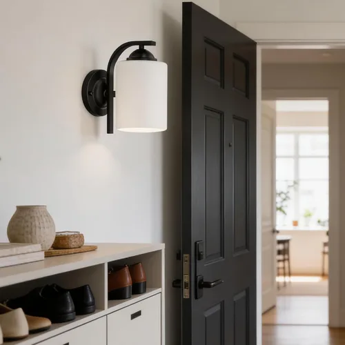 Miniatura 7 de Lámparas de Aplique de Pared para Dormitorio Baño, Iluminación Moderna de Tocador, Linternas de Montaje en Pared de Granja en Negro Mate