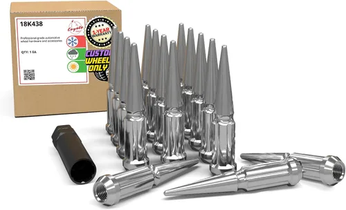 Miniatura 13 de Wheel Accessories Parts 16 tuercas de rosca M10x1.25 Bulge Bellota de 1.26 pulgadas de largo, color negro, hexagonal de 0.551 in para Artic Cat