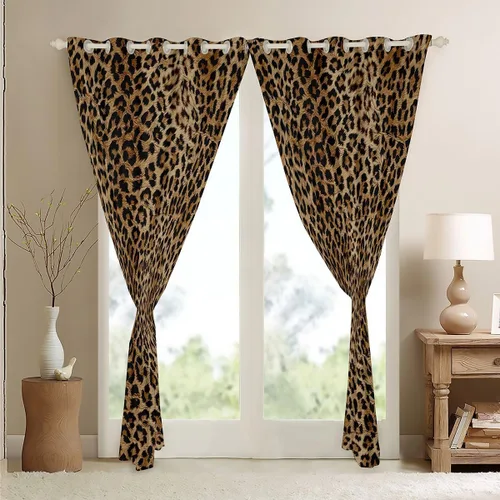Miniatura 4 de Feelyou Cortinas opacas con estampado de leopardo de 30% a 50%, cortinas de oscurecimiento con estampado de guepardo para dormitorio, para niños