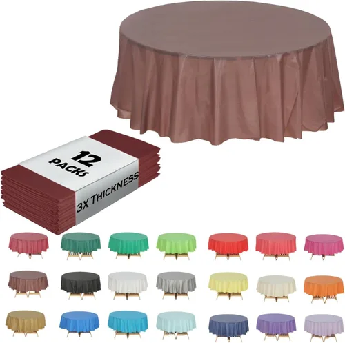 Miniatura 65 de Evershine - Mantel de plástico resistente y reutilizable, paquete de 12 unidades (redondo, 84 pulgadas, aguamarina)