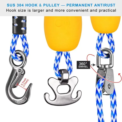 Miniatura 7 de SELEWARE Heavy Duty Boat Tow Harness for Tubing, Boat Tow Rope with Stainless Steel Quick Connector, Heavy Duty Self Centering Tow Harness for Boat