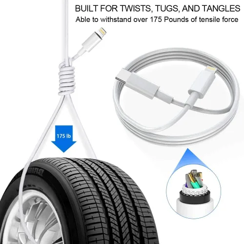 Miniatura 4 de DABUSTAR Cargador Rápido para iPhone, Bloque Cargador de Pared USB C PD de 33W con [Certificado MFi] Cable Tipo C a Lightning de 6 pies de Carga