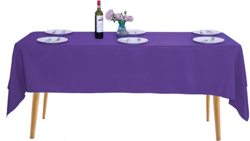 Miniatura 106 de Ascoza Paquete de 2 manteles rectangulares blancos de 60 x 84 pulgadas, tela de poliéster de 4 pies, para bodas, banquetes, restaurantes y fiestas