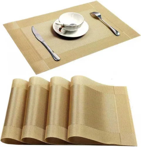 Miniatura 8 de fanquare Juego de 4 manteles individuales en forma de cuña, manteles individuales de PVC con patrón de rombos impermeables, lavables para mesa
