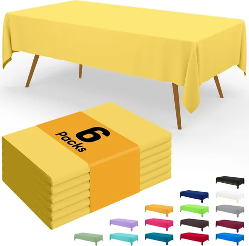 Miniatura 83 de Smiry - Juego de 6 manteles desechables, 54 x 78 pulgadas, manteles impermeables rectangulares para fiestas, cubierta de mesa de plástico