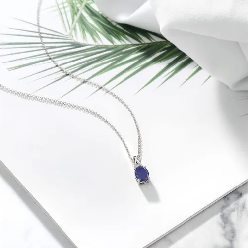 Miniatura 41 de Gem Stone King Collar de plata de ley 925 con piedra natal ovalada de 0.354 x 0.276 in Collar con colgante solitario para mujer Con cadena
