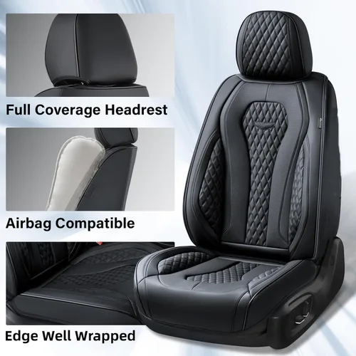 Miniatura 4 de Coverado - Fundas para asientos de auto, juego completo, funda negra impermeable, incluye fundas para asientos delanteros y traseros, cojín de Negro