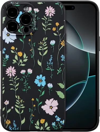Miniatura 33 de RALEAVO Funda Floral para iPhone 12, Cubierta de Silicona Líquida con Bonito Patrón de Rama de Flores para Niñas y Mujeres, Funda Protectora de Goma