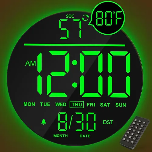 Miniatura 9 de JALL Reloj de pared digital grande de 8 pulgadas con pantalla LED, reloj de pared con temperatura, DST automático, temporizador de cuenta regresiva
