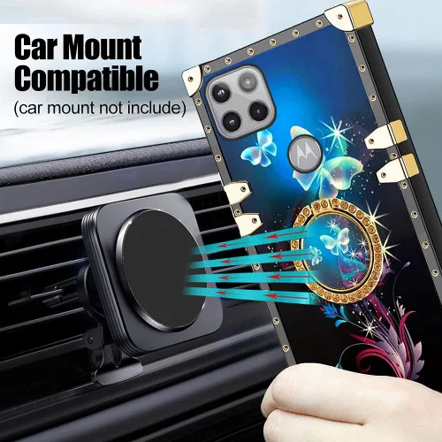 Miniatura 2 de nancheng Funda para Motorola Moto One 5G Ace/One 5G UW Ace Luxury Colorful Love Heart Bee Design Gold Electroplated Phone Cover with 360° Diamond