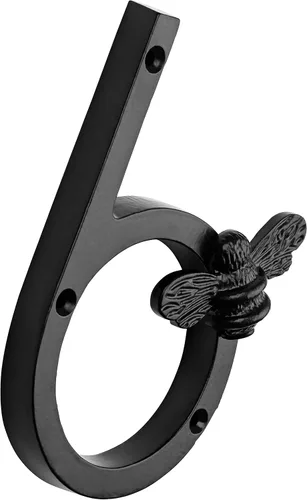 Miniatura 5 de Brass bee Número de casa con diseño de abeja Placa moderna de 5 pulgadas para letreros de puerta Números de dirección de casa de calle, metal