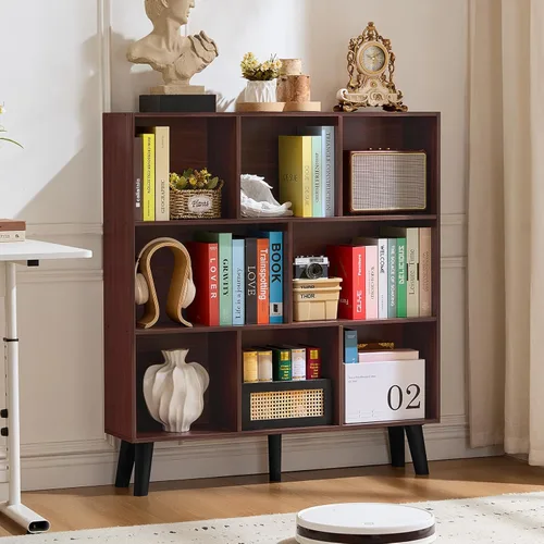 Miniatura 29 de LEYAOYAO Estantería de 5 cubos de 3 niveles con patas, estante negro menta para libros para niños, bonito organizador de almacenamiento, estantes