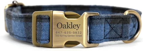 Miniatura 26 de Collar de perro personalizado con nombre y número de teléfono grabado, collar ajustable personalizado para cachorros, collar de algodón orgánico