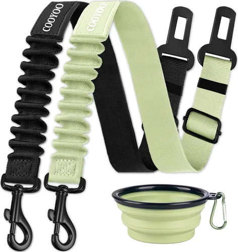 Miniatura 28 de COOYOO Cinturón de seguridad para perro, juego de 3 piezas retráctil, cinturones de seguridad ajustables para vehículo, nailon para mascotas, Set